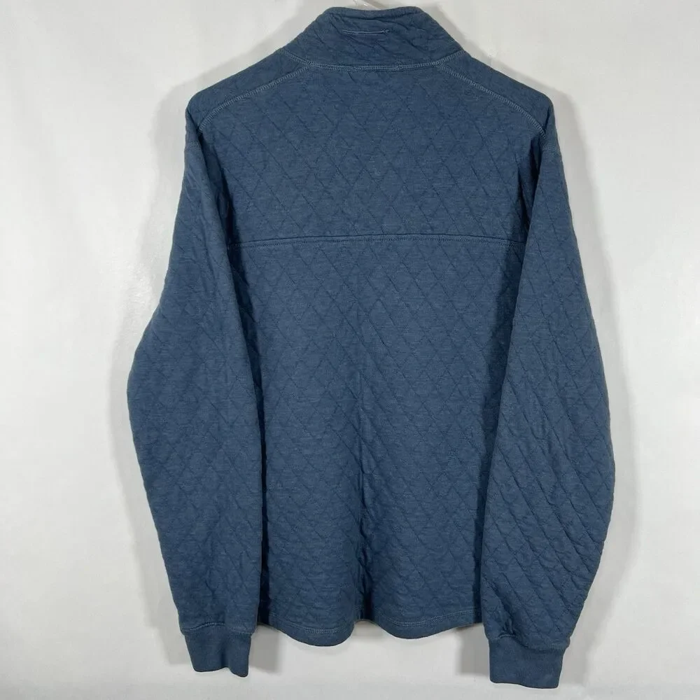 J.Crew Quilted 1/4 Zip Pullover Sweater Mens Size Medium Blue Zipper Pockets